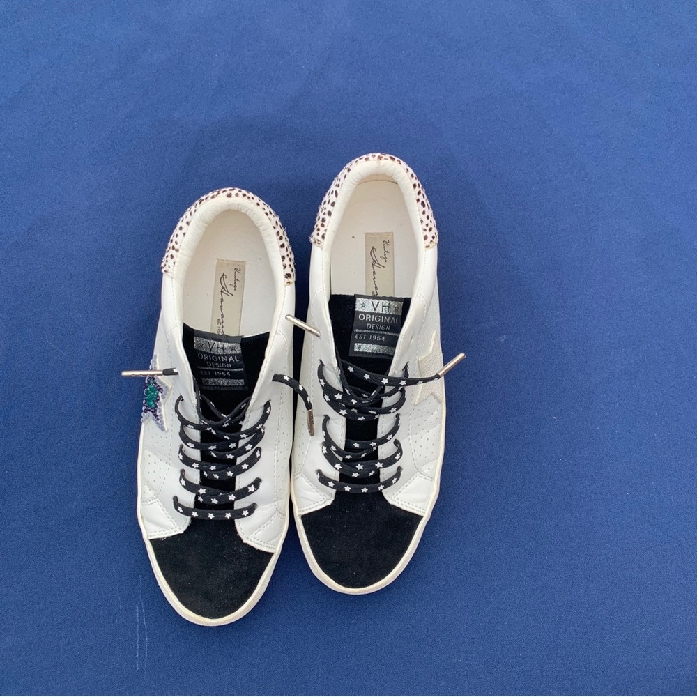 Vintage Havana Gadol X  Sneakers Size 10 White Black Cheta Leather Lace Up